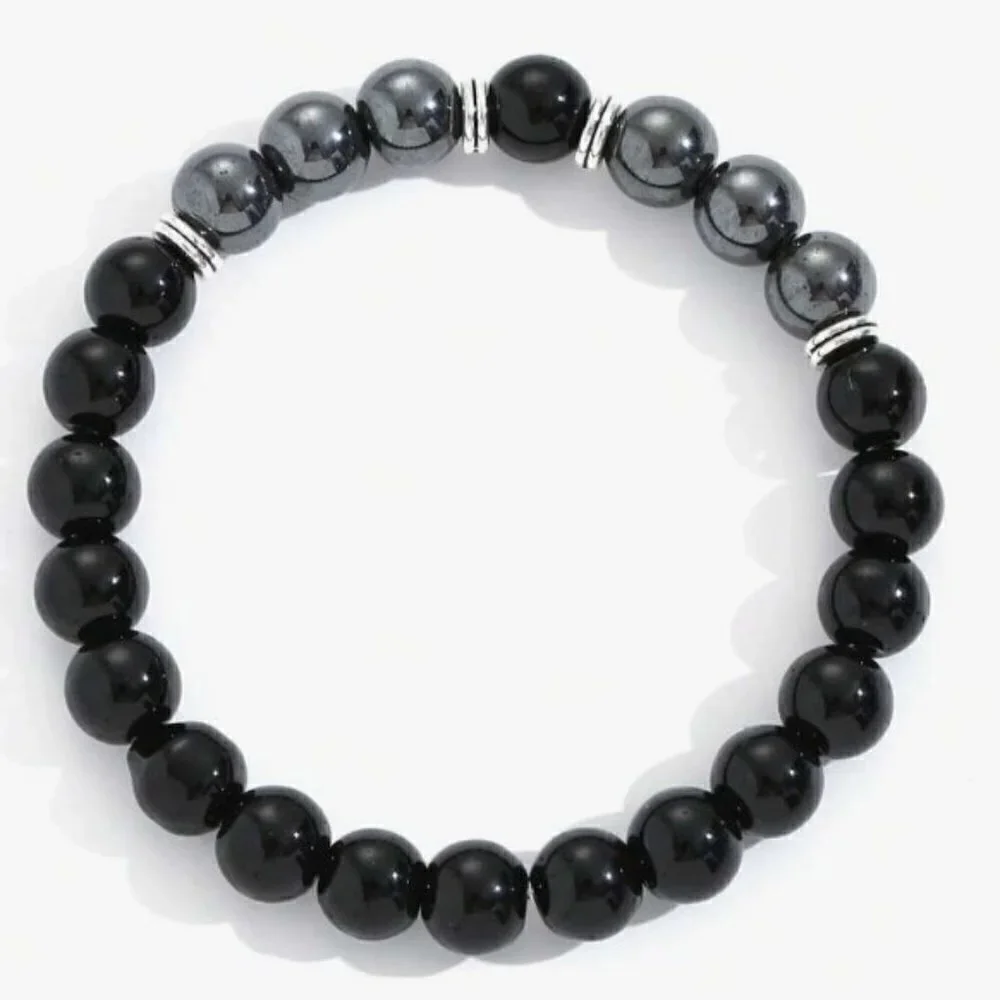 TIGER EYE BLACK BRACELET GEM BEAD BRACELT UNISEX